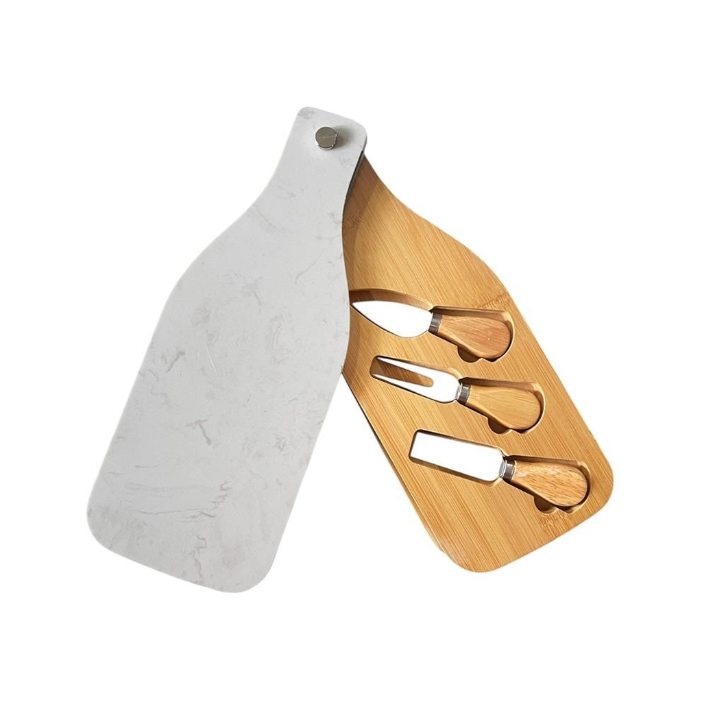 Set Tabla de queso con 3 utensilios de corte, Botella