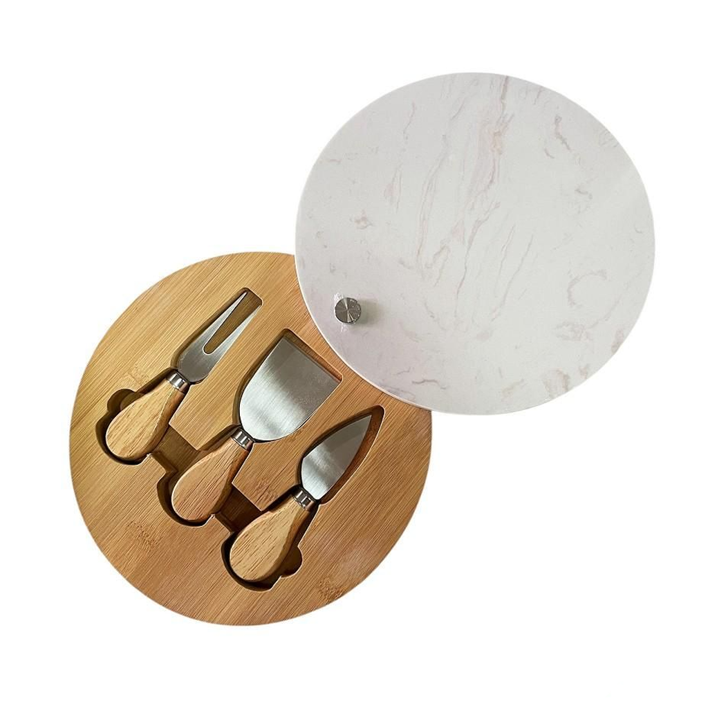Set Tabla de queso con 3 utensilios de corte, Circulo