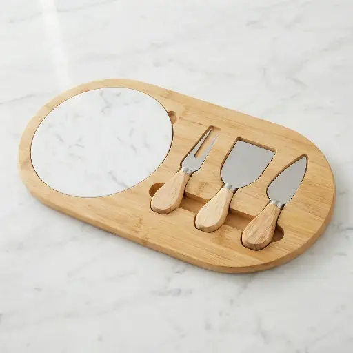[3031-01] TABLA DE QUESO CON 3 UTENSILIOS DE CORTE