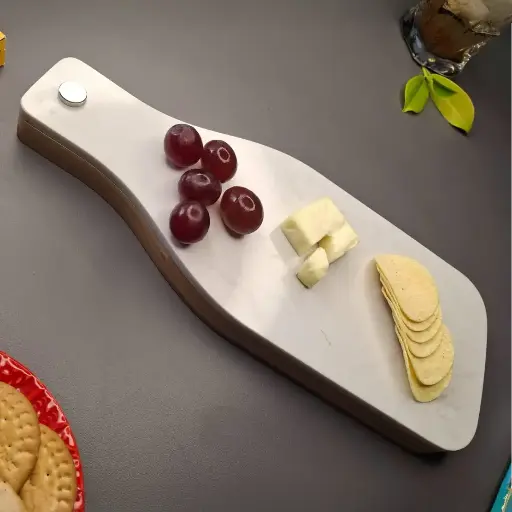 [3033-01] Set Tabla de queso con 3 utensilios de corte, Botella