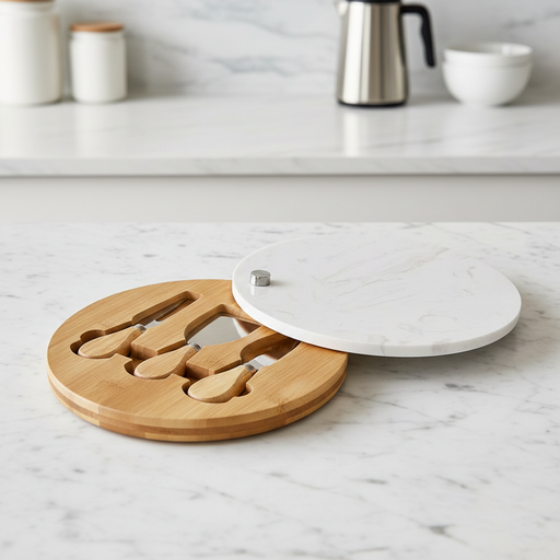 [3034-01] Set Tabla de queso con 3 utensilios de corte, Circulo